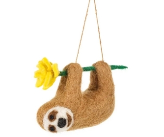 Sloth with flower Needlefelt Decoration