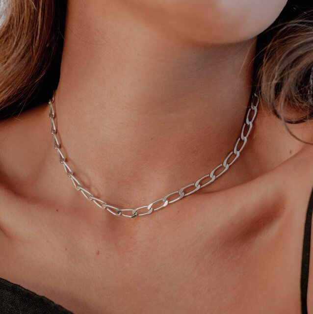 Curb Sterling Silver Chain Necklace 