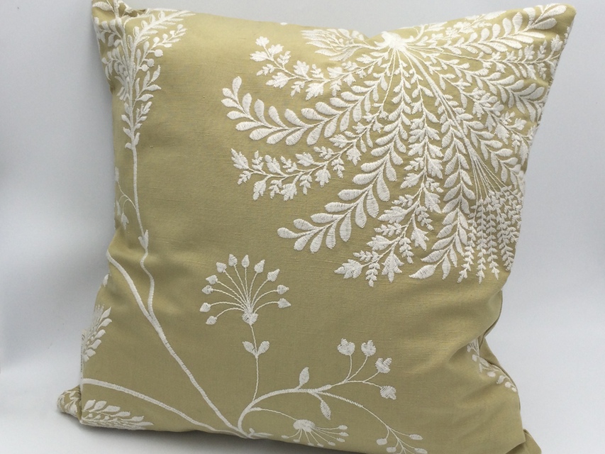 Sanderson, Embroidered Floral Cushion, Green