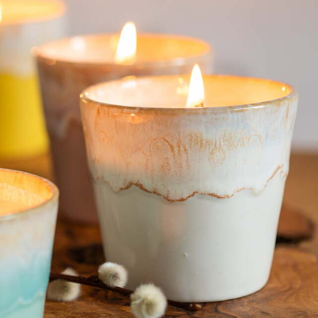 Portuguese Stoneware Coffee Cup Candle