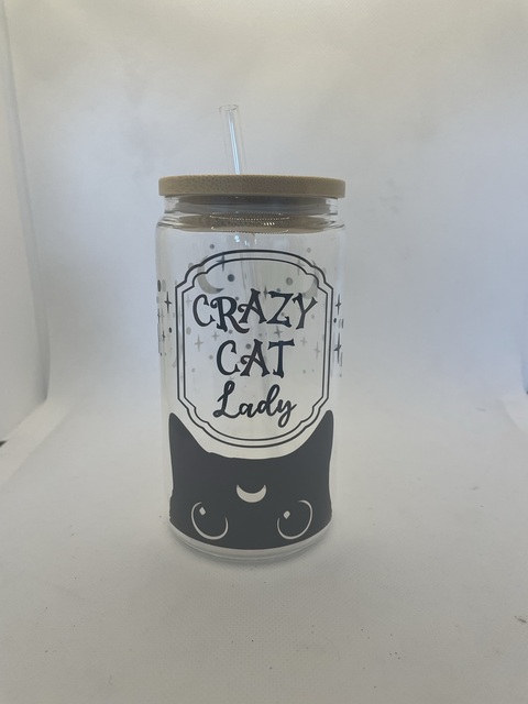 Crazy Cat Lady Libbey Can Glass